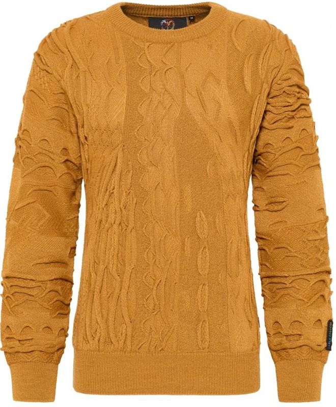 Carlo Colucci - D`Andrea - Trui - Geel - Wol - Effen Ronde Hals