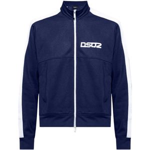 Dsquared2 Logo Print Zip Sweatshirt , Blue , Heren , Maat: XL