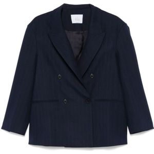 LE Sully Studio, Dames, Jassen, Blauw, Maat: 2XS Leer,