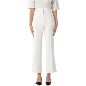 Elisabetta Franchi, Dames, Broeken, Beige, Maat: S Leer,