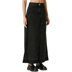 Palm Angels, Dames, Rokken, Zwart, Maat: W26 Denim,