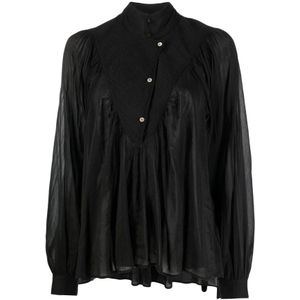 Forte Forte, Dames, Blouses & Shirts, Zwart, Maat: L Katoen,