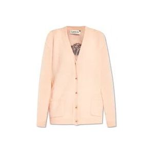 Lanvin Cardigan met logo , Pink , Dames , Maat: M