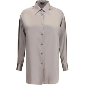 Tom Ford, Dames, Blouses & Shirts, Grijs, Maat: M Zijde,