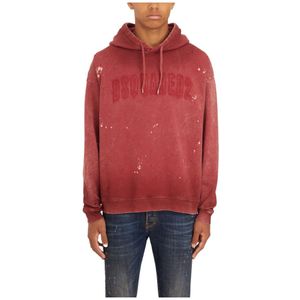 Dsquared2, Heren, Sweatshirts & Hoodies, Rood, Maat: S Katoen,
