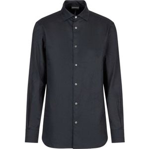 Emporio Armani, Heren, Overhemden, Blauw, Maat: L