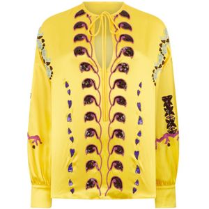Valentino Garavani, Dames, Blouses & Shirts, Geel, Maat: M Zijde,