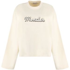Moncler, Dames, Sweatshirts & Hoodies, Wit, Maat: XS Katoen,