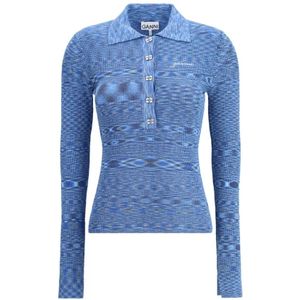 Ganni, Dames, Truien, Blauw, Maat: XS Viscose,