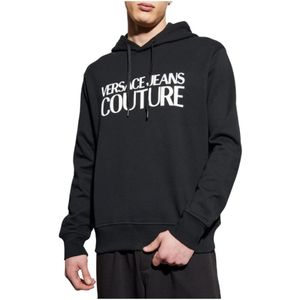 Versace Jeans Couture, Heren, Sweatshirts & Hoodies, Zwart, Maat: M Katoen,
