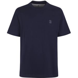 Brunello Cucinelli, Heren, Tops, Blauw, Maat: L Katoen,