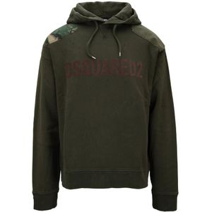 Dsquared2, Heren, Sweatshirts & Hoodies, Groen, Maat: M Katoen,
