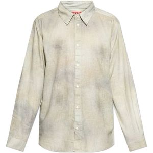 Diesel, Heren, Overhemden, Beige, Maat: M Katoen,