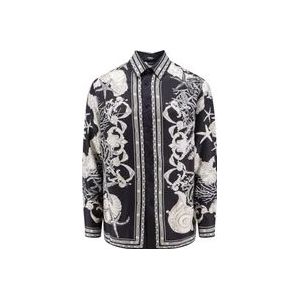 Versace Barocco Sea Zijden Overhemd , Black , Heren , Maat: L