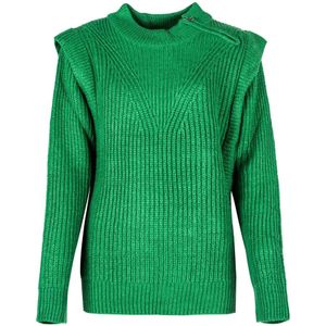 Silvian Heach - Gebreide Trui - Groen - Losse Pasvorm - Rits op de Mouw