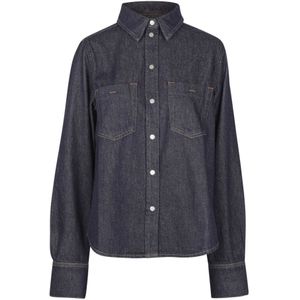 Tela, Dames, Blouses & Shirts, Blauw, Maat: S Satijn,