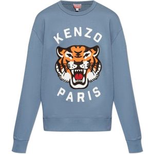 Kenzo, Heren, Sweatshirts & Hoodies, Blauw, Maat: XS Katoen,
