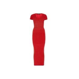 Balmain Rode stretch viscose blend jurk , Red , Dames , Maat: 2XS