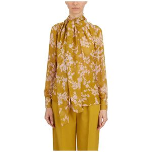 Elisabetta Franchi, Dames, Blouses & Shirts, Geel, Maat: S Zijde,