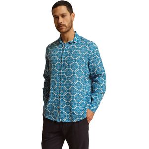 Peninsula, Heren, Overhemden, Blauw, Maat: L Linnen,