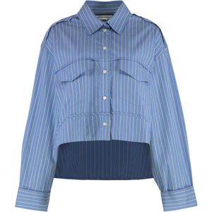 Victoria Beckham, Dames, Blouses & Shirts, Blauw, Maat: S Katoen,