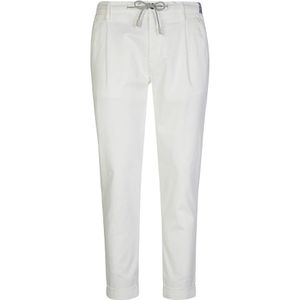 Eleventy - Slim-Fit Broek - Wit - Katoen - Trekkoord in Taille
