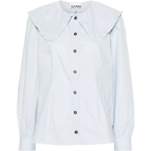 Ganni, Dames, Blouses & Shirts, Wit, Maat: M Katoen,
