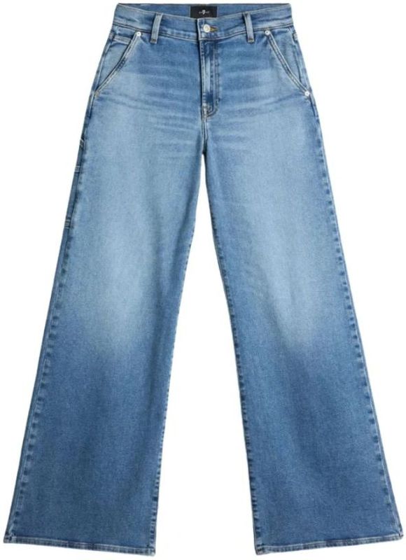 7 For All Mankind - Lotta - Jeans - Lichtblauw - Hoge Taille Wijde Pijp