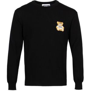 Moschino, Heren, Truien, Zwart, Maat: S Katoen,