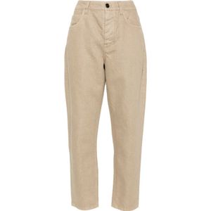 Brunello Cucinelli, Dames, Broeken, Bruin, Maat: S Katoen,