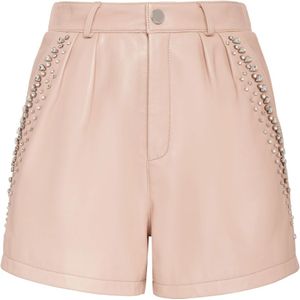 Philipp Plein, Dames, Korte broeken, Beige, Maat: L Leer,