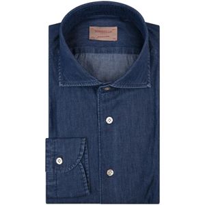 Borriello Napoli, Heren, Overhemden, Blauw, Maat: M Katoen,