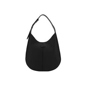 Tod's Zwarte Grainy Leren Hobo Handtas , Black , Dames , Maat: ONE Size