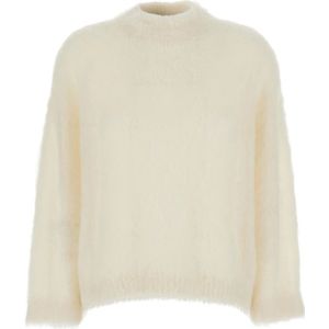 Brunello Cucinelli, Dames, Truien, Wit, Maat: L Zijde,