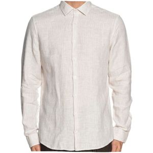 Calvin Klein, Heren, Overhemden, Beige, Maat: XS Linnen,