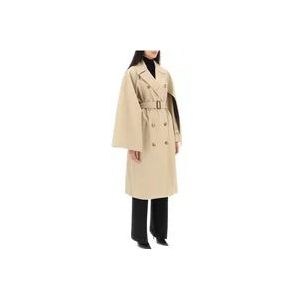 Burberry Dubbelrijige regenjas van katoenen gabardine , Beige , Dames , Maat: 2XS