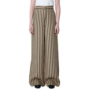 Max Mara, Dames, Broeken, Beige, Maat: 2XS Linnen,