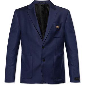 Versace, Heren, Jassen, Blauw, Maat: XL Wol,