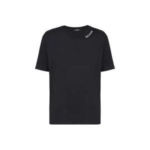 Balmain Geborduurd T-shirt , Black , Heren , Maat: XL