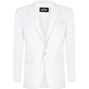 Dsquared2 Katoenen Blazer met Polyester Voering , White , Heren , Maat: M