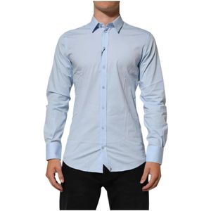 Dolce & Gabbana, Heren, Overhemden, Blauw, Maat: M Katoen,