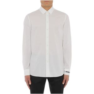 Moschino, Heren, Overhemden, Wit, Maat: M Katoen,