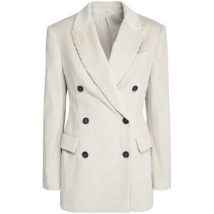Brunello Cucinelli, Dames, Jassen, Wit, Maat: 2XS Velours,