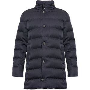 Moncler, Heren, Jassen, Blauw, Maat: S Leer,