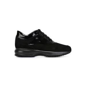 Hogan Interactieve Suède Sneakers met Lakdetails , Black , Dames , Maat: 37 EU