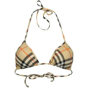 Burberry Geruite Triangel Bikini Top , Beige , Dames , Maat: L