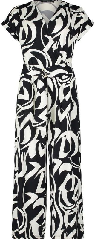 Betty Barclay - Grafische Jumpsuit - Blauw - Zijzakken - Strikceintuur
