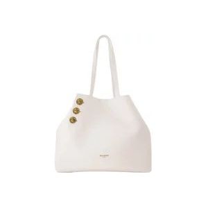 Balmain Wit Leren Shopper Tas , White , Dames , Maat: ONE Size