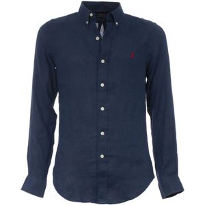 Polo Ralph Lauren, Heren, Overhemden, Blauw, Maat: XL Linnen,