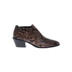 Tod's Enkellaarsjes met Python Print en Schuine Hak , Brown , Dames , Maat: 38 EU